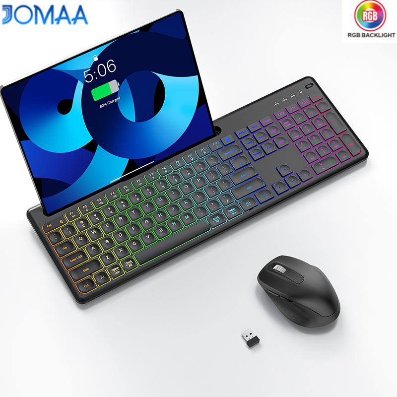 Desk Setup Keyboard - Set Mouse Keyboard nirkabel ergonomis 2.4G,