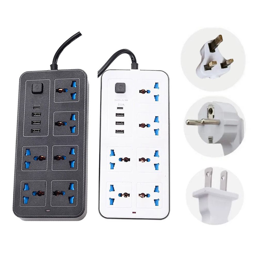 Power Strip Flat - Soket listrik Multi Tap, colokan Universal