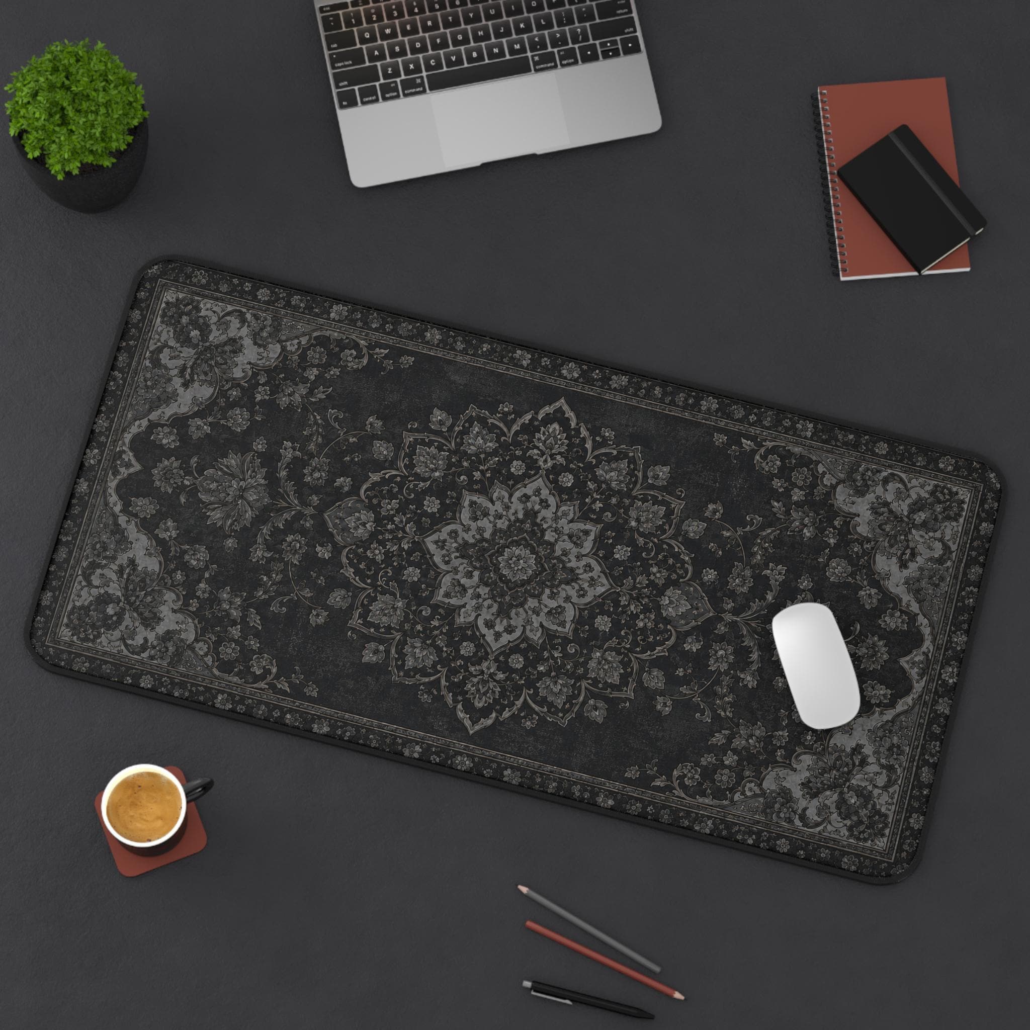 Desk Setup Dark - Alas Meja Karpet Hitam, Alas Meja