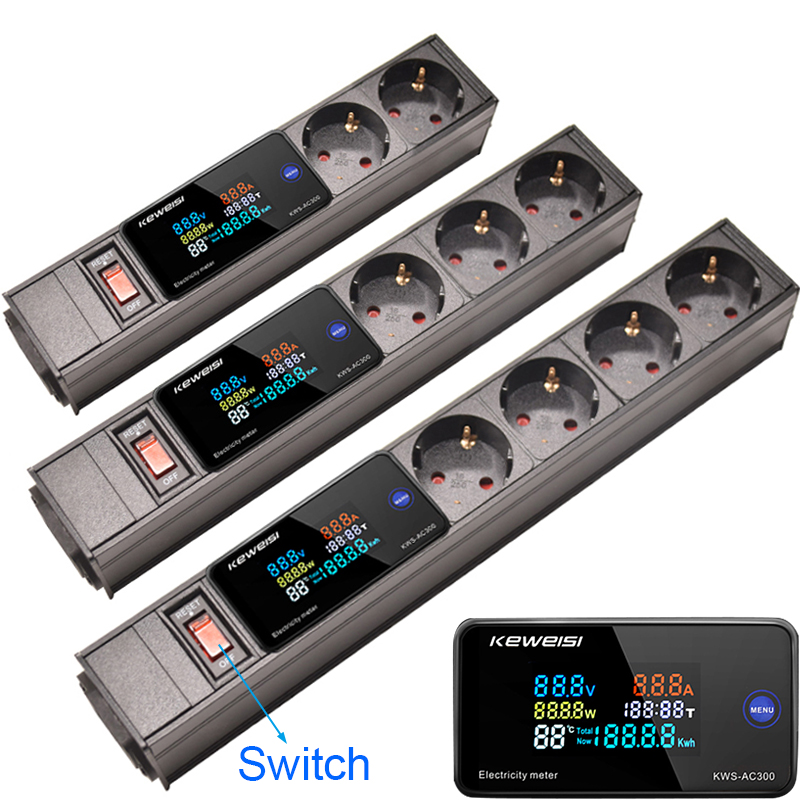 Power Strip Flat - Strip Daya UE dengan Sakelar Ampermeter