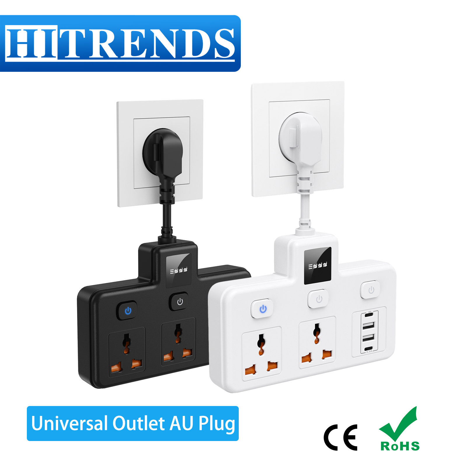 Power Strip Flat - AU Strip daya Outlet Universal colokan,