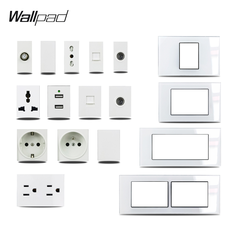 Power Strip Flat - Panel Kaca Putih DIY Tipe US