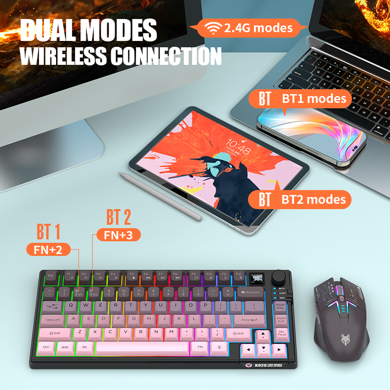 2.4G Keyboard dan Mouse Gaming - Desk Setup Keyboard ulasan dan harga