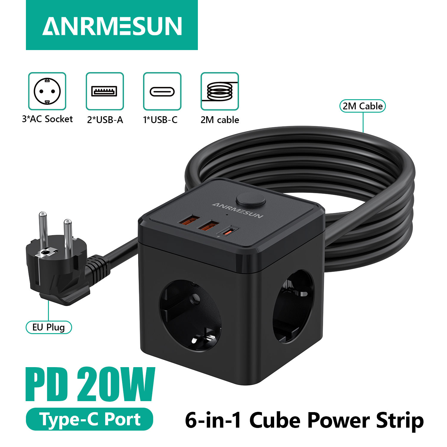 Stop Kontak Dinding 6-in-1 den - Power Strip Flat ulasan dan harga
