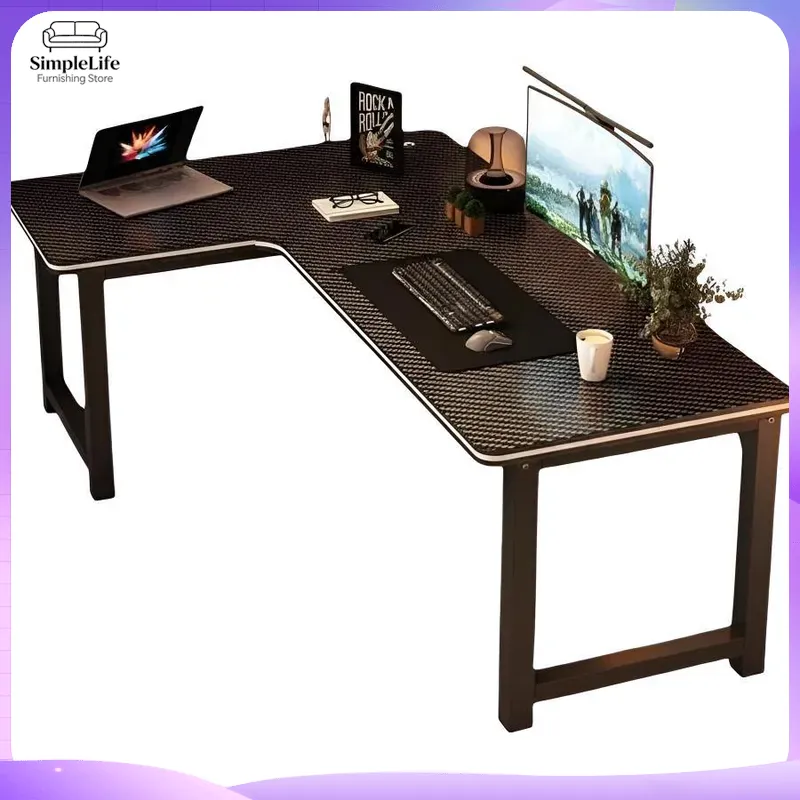 Meja Gaming Sudut dengan Rak P - Desk Room Setup ulasan dan harga