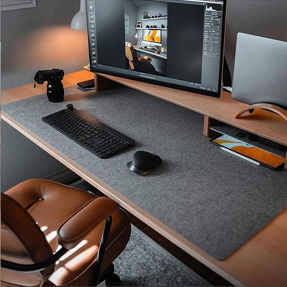 Alas Meja Felt untuk Komputer  - Desk Setup Dark ulasan dan harga