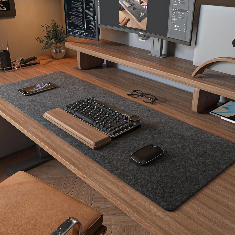 Alas Meja Felt untuk Komputer  - Desk Setup Dark ulasan dan harga