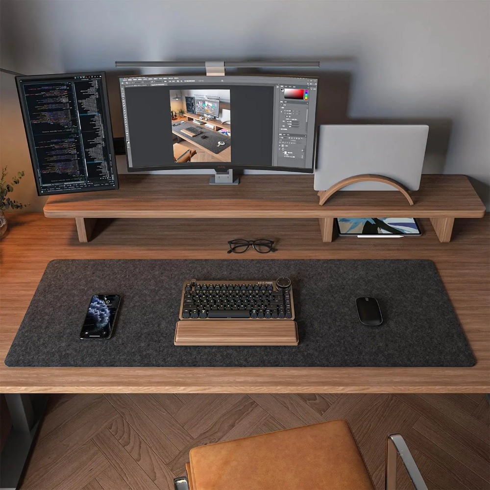 Alas Meja Felt untuk Komputer  - Desk Setup Dark ulasan dan harga
