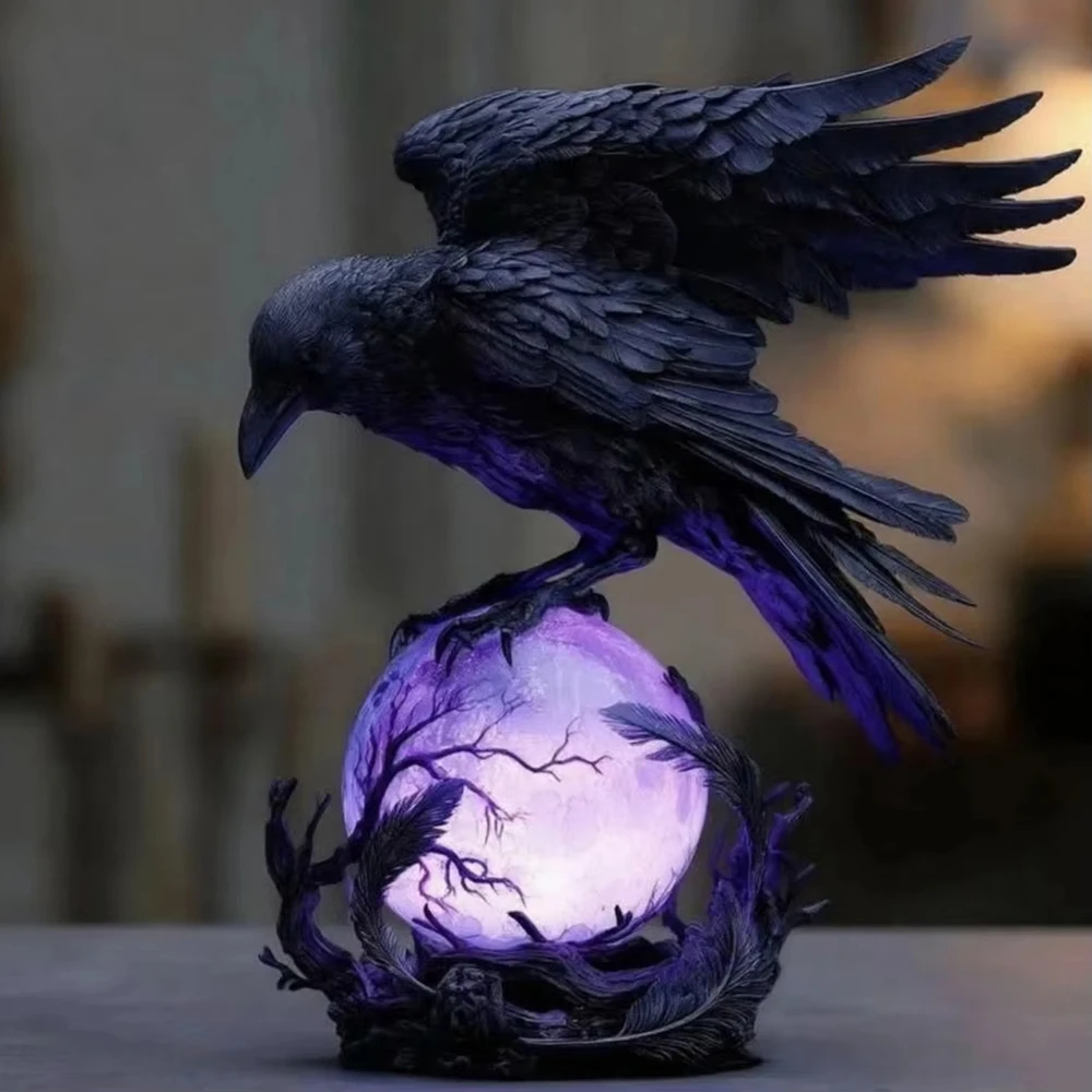 Lampu LED Gothic Raven Patung  - Desk Setup Dark ulasan dan harga