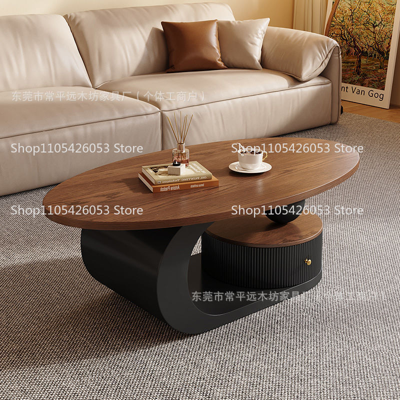Meja kopi oval kayu walnut gay - Desk Setup Modern ulasan dan harga