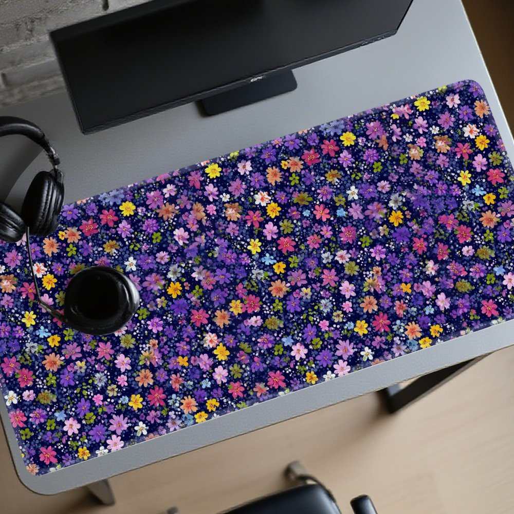Alas Meja Bermotif Bunga Besar - Desk Setup Dark ulasan dan harga