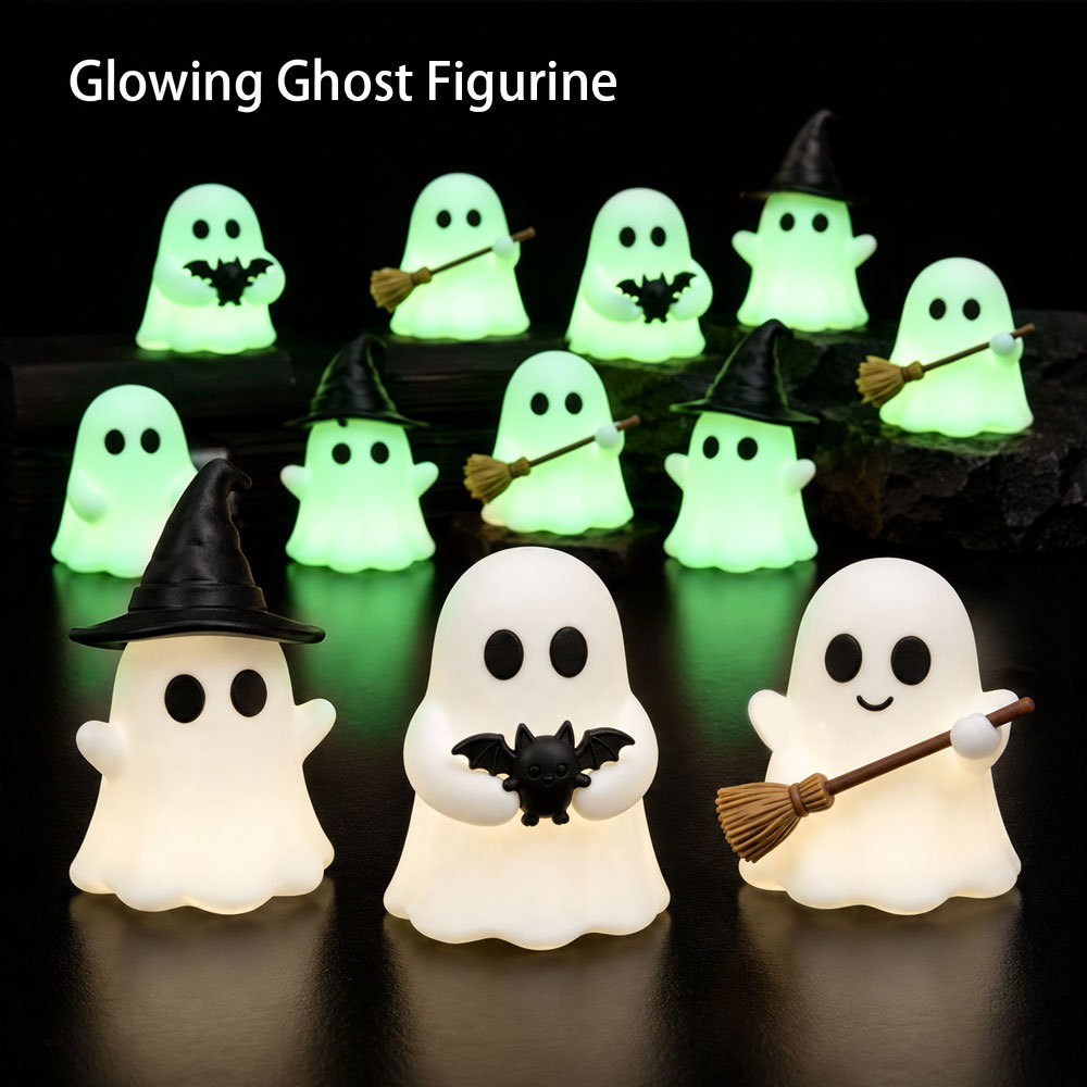Patung Hantu Mini Bercahaya Ha - Desk Setup Dark ulasan dan harga