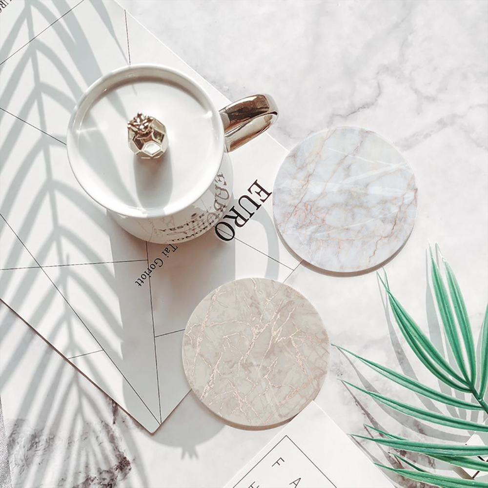 Coaster keramik putih marmer,  - Desk Setup Modern ulasan dan harga